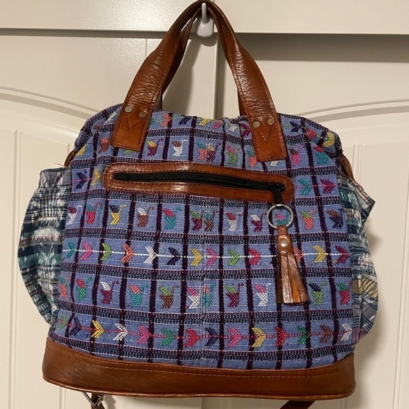 Nena & Co. OOAK The Perfect Bag crossbody tote blue with arrows handmade - Picture 2 of 13